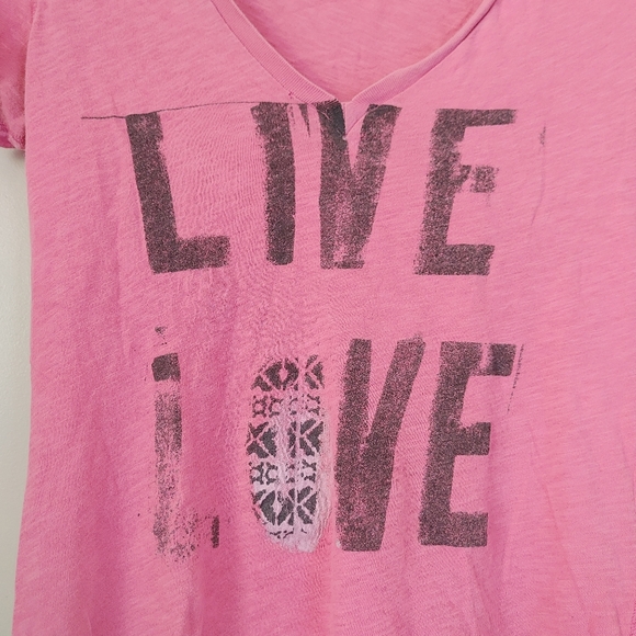 Aerie Graphic Tee V-neck T-Shirt Live Love Size Medium Pink - Picture 4 of 12